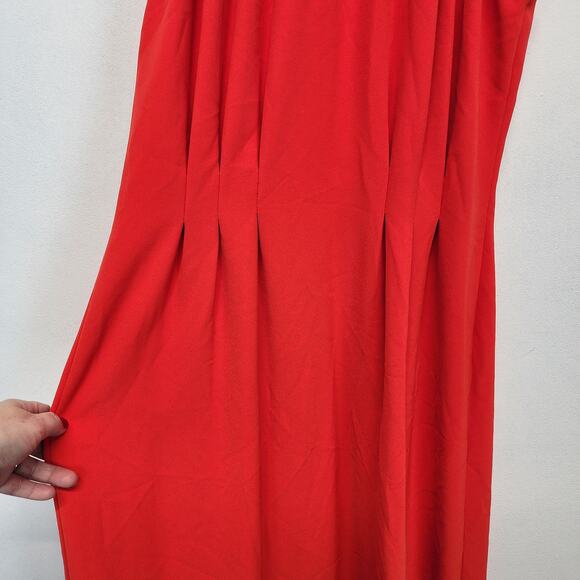 Lela Rose Stretch Crepe Halter Maxi Dress Size 8 Red Orange Couture Designer - Picture 10 of 16
